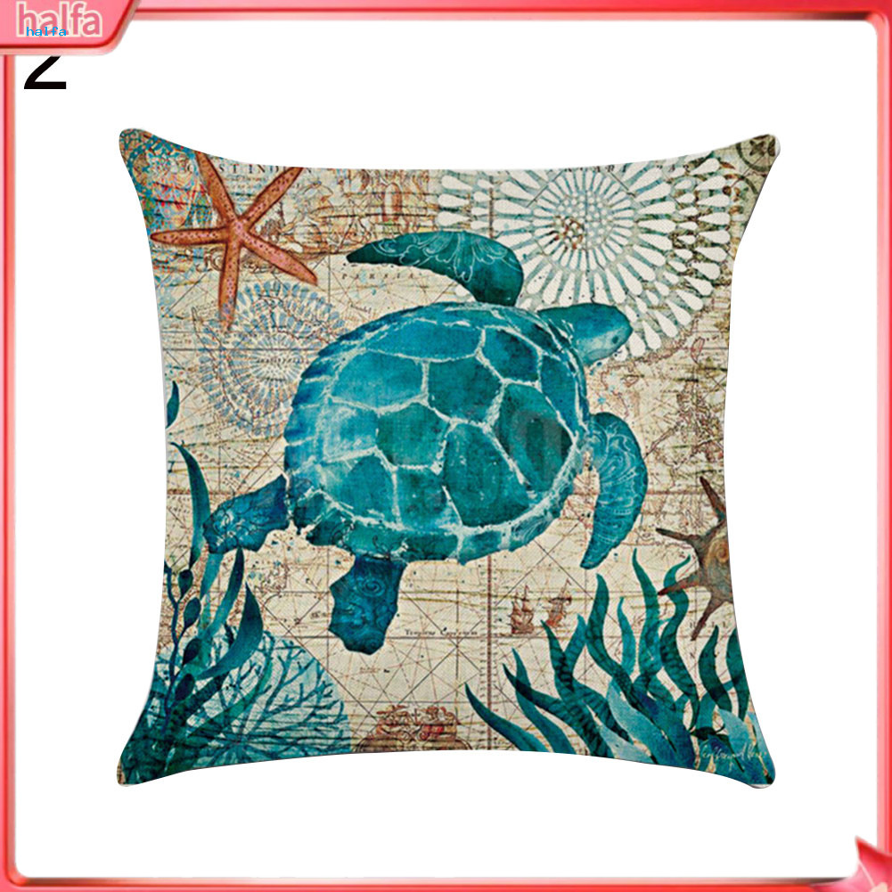 {ครึ่ง} Octopus Sea Turtle Whale Sea Horse Cushion Cover Throw Pillow Case Sofa Decor