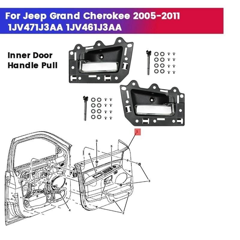 1 คู่ด้านหน้าซ้ายขวาภายในประตู Handle Trim ดึง 1JV461J3AA 1JV471J3AA สําหรับ Jeep Grand Cherokee 200