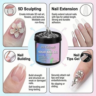 OsNailmall 100g Solid Nail Gel, Strong Sticking Gel, Nail Building Gel, Extension, 3D UV, Professional Art Supplies