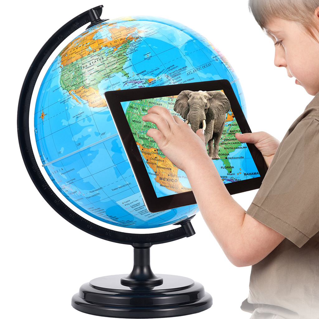 AR APP การศึกษา Earth Globe World พร้อมไฟกลางคืน Atlas Map ขนาด: 32 ซม.