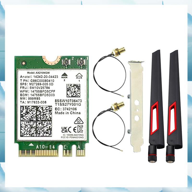 [WSB] AX210NGW WiFi Card+10DBi Antenna 2.4G/5G/6Ghz Tri-Band Bluetooth 5.3 WiFi Adapter 5374Mbps แล็
