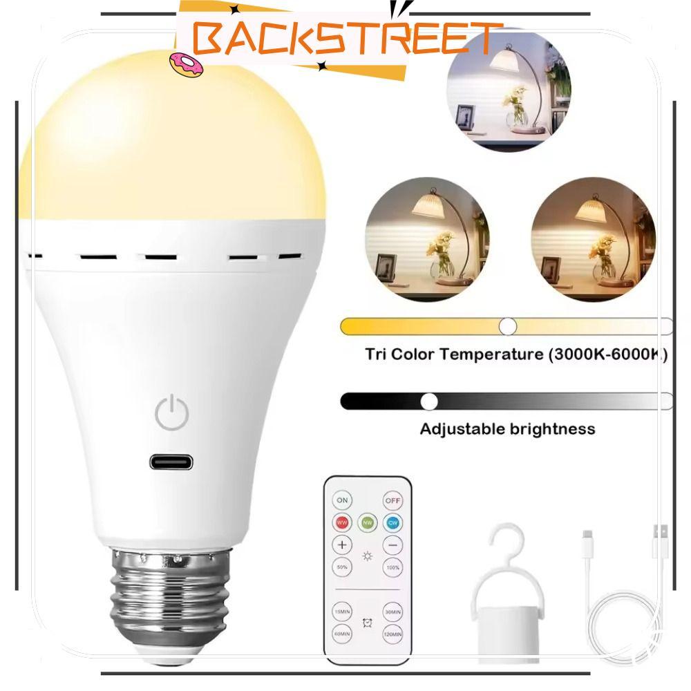 BACKSTAGEEET USB Led Bulb, with Timing Smart Charge Bulb, Dimmable 3 Color Remote Cordless E27 Bulbs