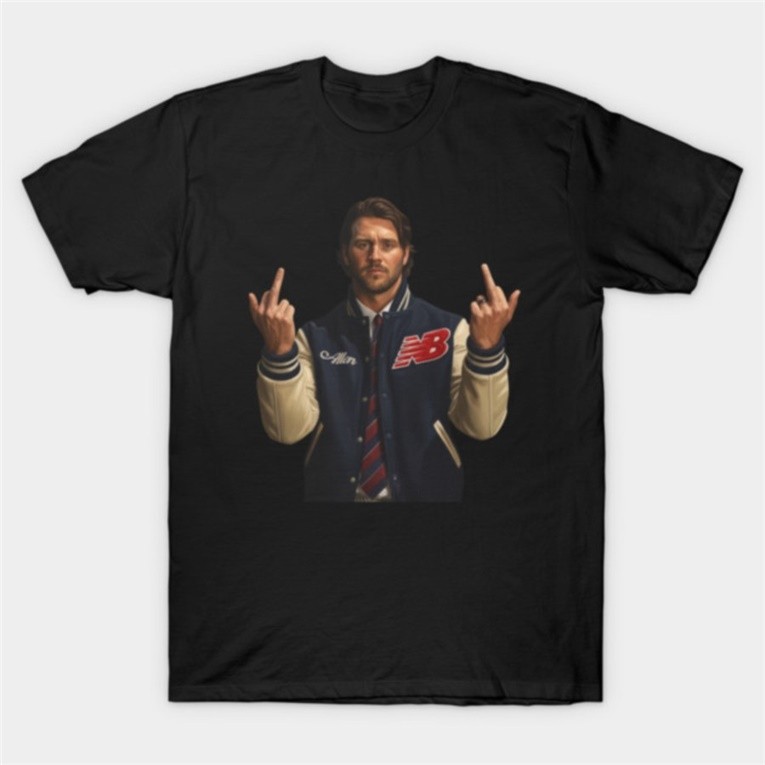 เสื้อยืดผู้ชาย COD Josh Allen ภาพวาดนิ้วกลางสไตล์ Retro ผลิตจากผ้าฝ้าย 100%