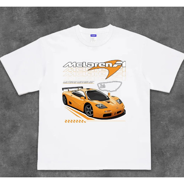 McLaren Anime Illustration T-Shirt, 720S, 540C, 600LT, Racing Style White Short-Sleeve