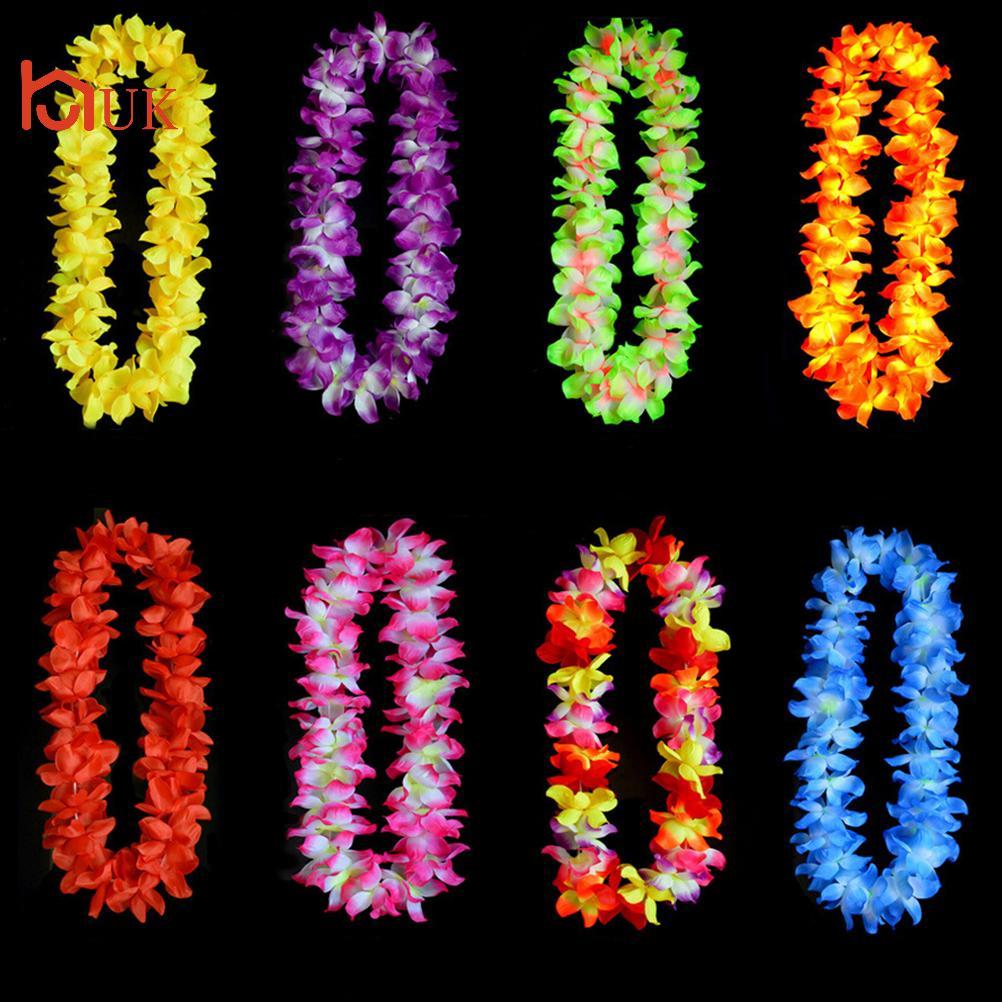 UK Hawaiian Leis จําลองดอกไม้ผ้าไหม Leis Dance Party แฟนซีชุด Garland 8 สี TH