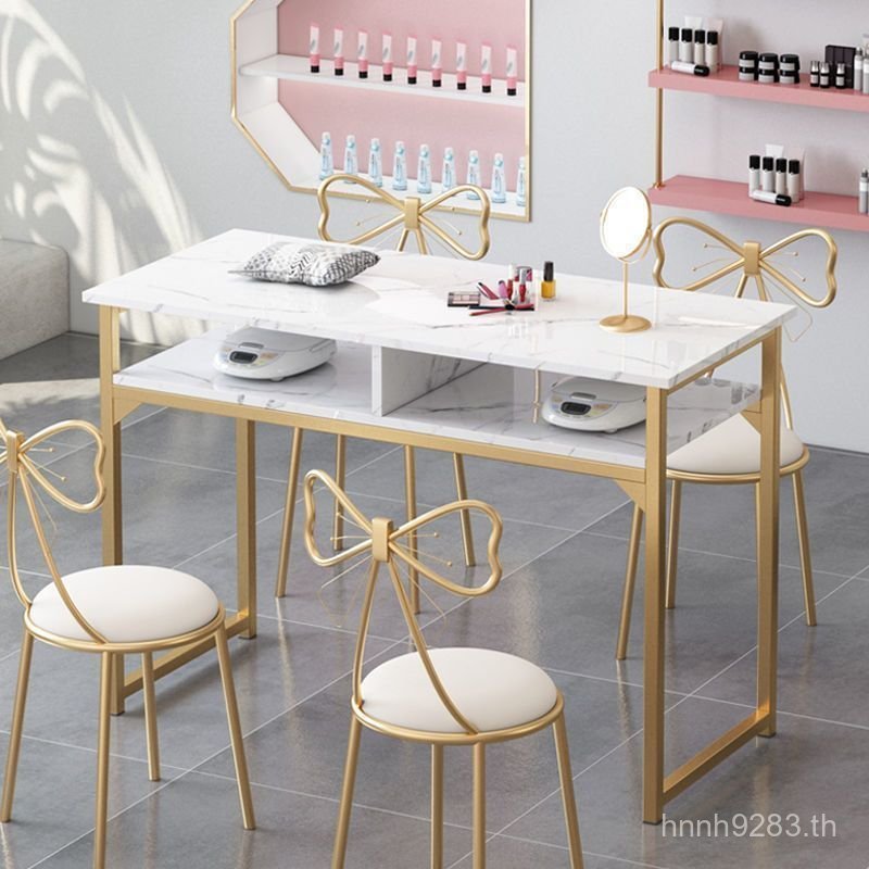 Meitai Online Beauty Set Light Chair Nail Shop Nail ins Table Luxury Table ประหยัด Double Red O639