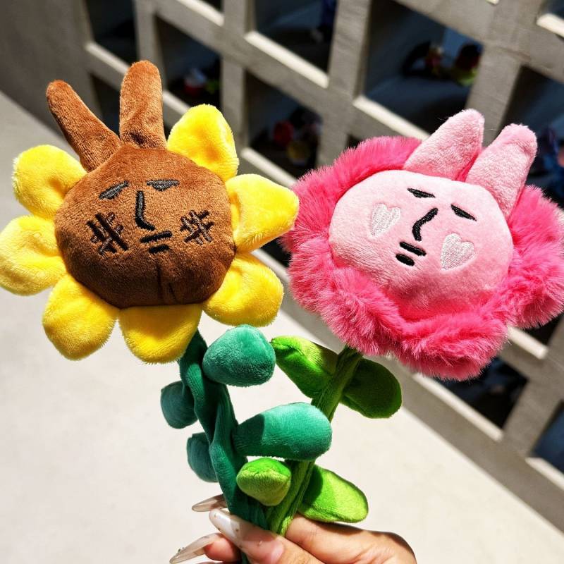 กระต่ายสีชมพู MyFriend สีชมพูดอกทานตะวันดอกไม้ตุ๊กตาตุ๊กตาน่ารักเครื่องประดับของขวัญสําหรับเด็กผู้หญ