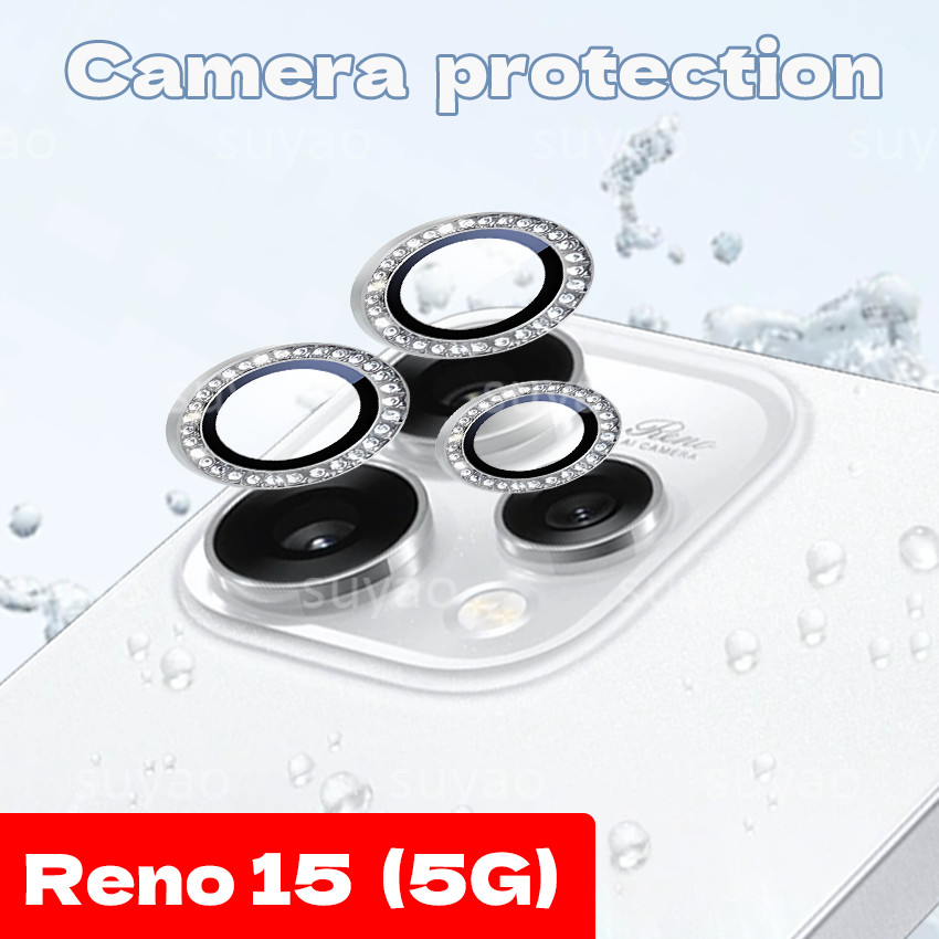 สําหรับOppo Reno 15 5G 2026 หรูหราเพชรเลนส์ป้องกันกล้องReno15 Pro Max 15F 14 14F Reno15ProMax Reno14F HDกระจกนิรภัยโลหะแหวนเลนส์Protectorsเพชร