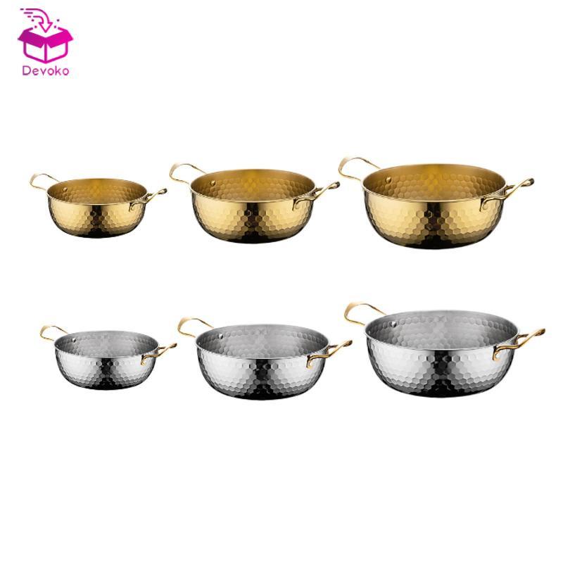 [chiwanji2mf] Korea Ramen Pot Double Ear Stockpot กระทะทําความร้อนเร็วหม้อแห้งหม้อซุปสแตนเลสอาหารทะเ