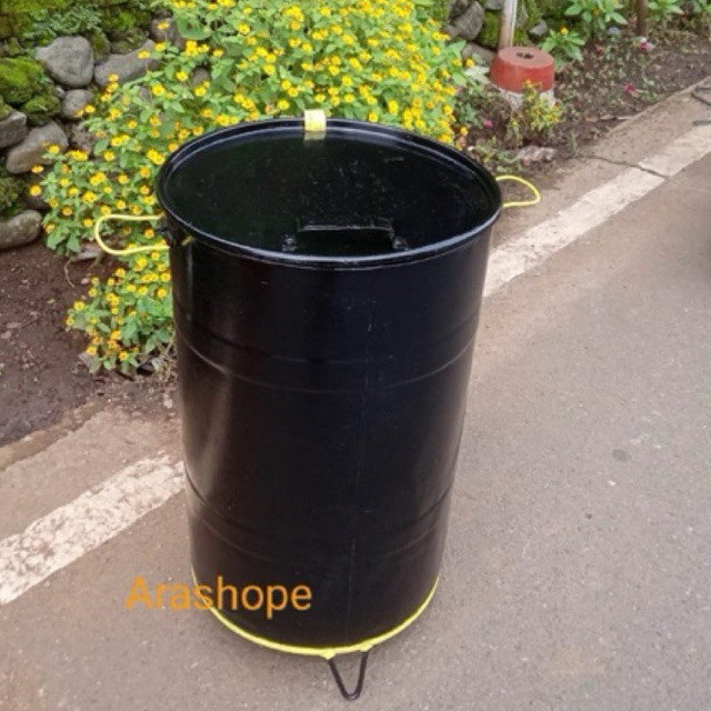 ถังขยะเหล็ก60ลิตร/ถังขยะ60ลิตรพร้อมฝากว้าง