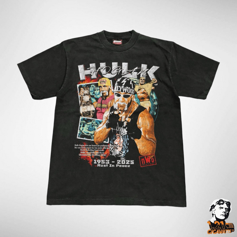 เสื้อยืดคอฟิต รุ่น Hulk Hogan สีดำเฟด/สีดำ #DtG