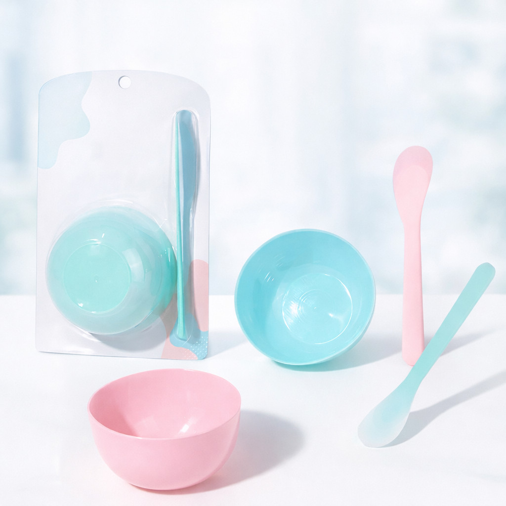 SET BOWL ชุดถ้วยผสมมาส์กหน้า พร้อมไม้พาย ใช้ได้ทั้งมาส์กครีมและมาส์กผง ขนาดกะทัดรัด น้ำหนักเบา เหมาะสำหรับใช้ที่บ้าน