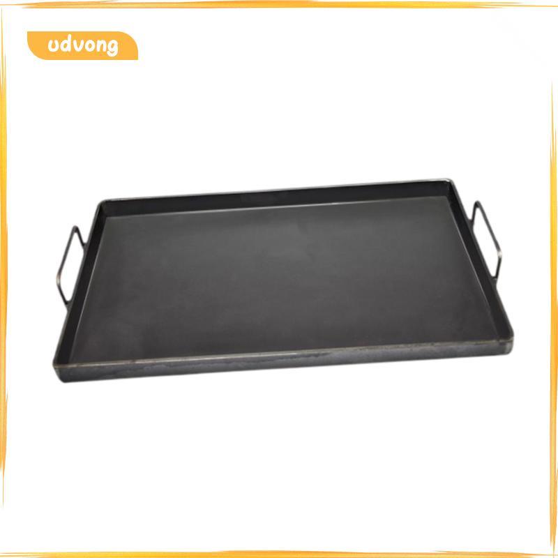 [udvong] Universal Cast Iron Griddle Pan แผ่นย่างแบบไม่ติดพร้อมที่จับสําหรับเตาแก๊สเตาในร่มกลางแจ้ง