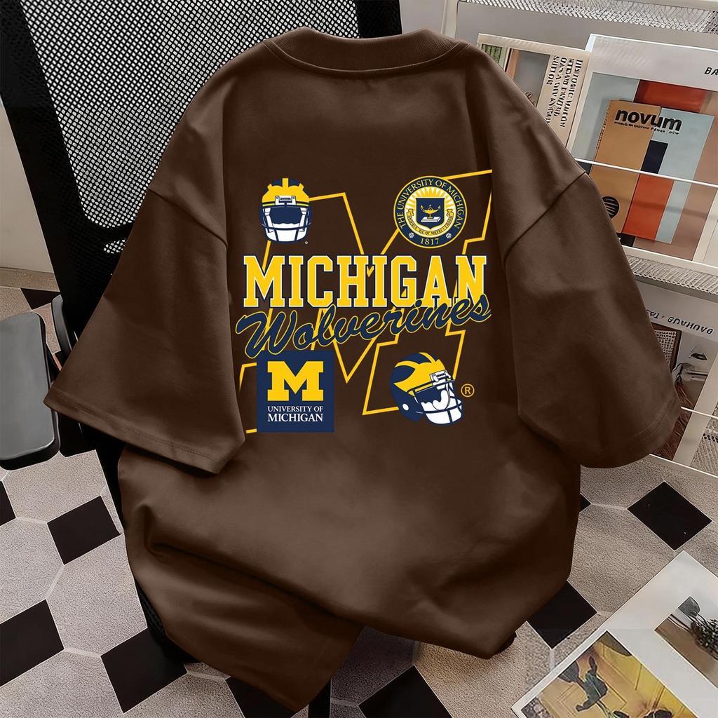 🌷ChillTee🌷 เสื้อยืดOversize ผ้าCOTTONลาย "MICHIGAN" เนื้อผ้าเกรดพรีเมียม คอกลม ใส่สบาย【COD】