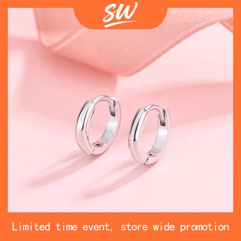 NooYoo ต่างหูสำหรับผิวแพ้ง่าย Plain Hoop Surgical Steel รุ่นห่วงเล็ก (สีขาว/สีทอง)