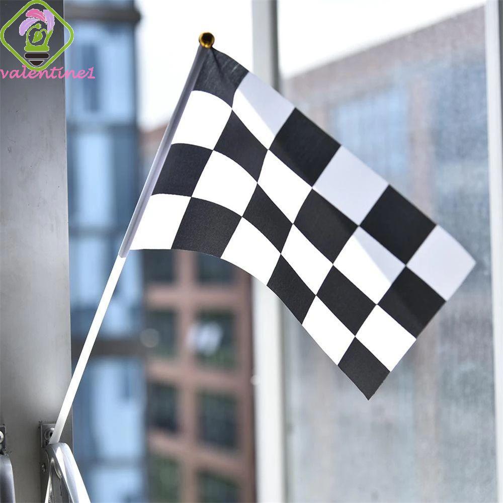 VALENTINE Racing ธงโพลีเอสเตอร์สัญญาณ 14*21 ซม. Cheer Race Flag Racing Party Sport Evening Check Fla