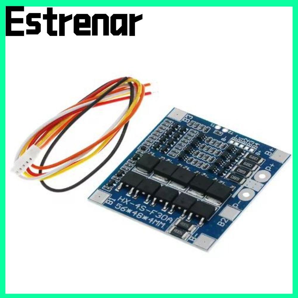 ESTRENAR LiFePO4 / บอร์ดแบตเตอรี่ลิเธียม 12.8V 14.4V พร้อม Balance BMS, Blue Green 4S 3.2V 3.7V 30A 