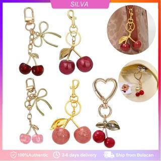 [Multiple Choices]Bow Cherry Crystal Keychain Trendy Creative Car Keyrings Handbag Ornament Gifts Women's Bag Pendant Charm