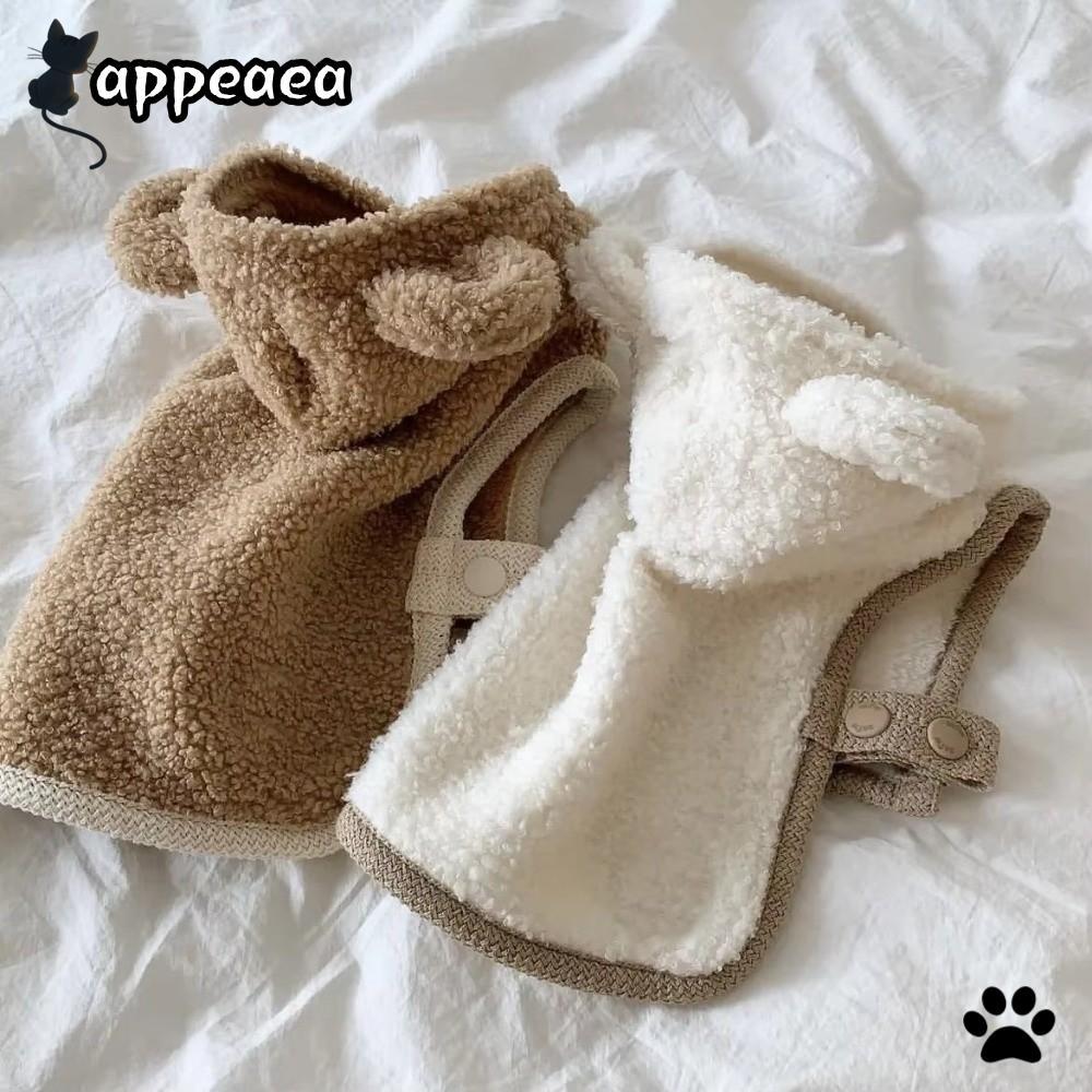 APPEAEA เสื้อผ้าสัตว์เลี้ยง Cape, ตุ๊กตาแมวหนา Pet Hood Cape, Warm Small Dog Teddy Bear Coat ฤดูใบไม