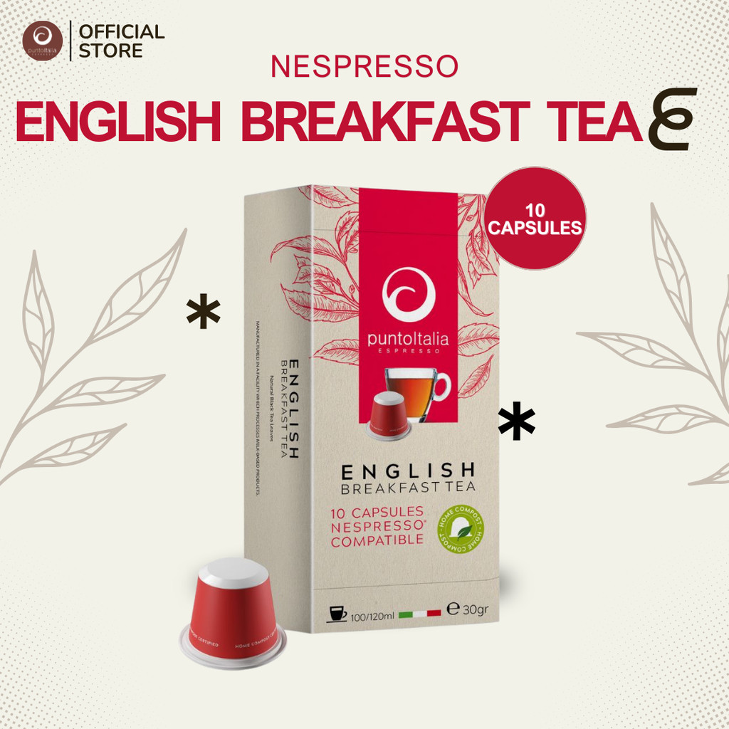 ชาแคปซูล ENGLISH BREAKFAST TEA สำหรับเครื่อง Nespresso® (10 แคปซูล) (PUNTO ITALIA ESPRESSO BRAND)