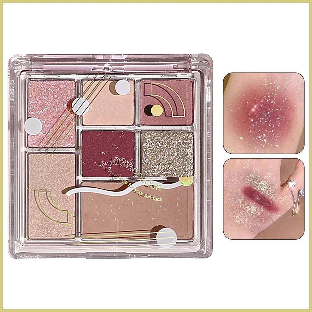 พาเลทอายแชโดว์ Neutral 7 สี Blendable Bright Makeup Palette Matte Shimmer Pressed Eyeshadow Glitter 