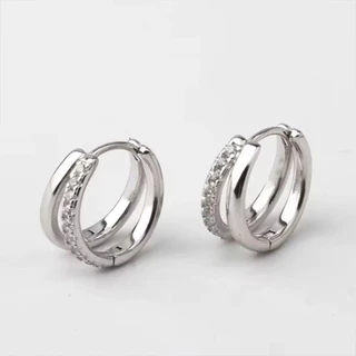 ต่างหูห่วงคู่หญิงหรูหรา Rhinestone อารมณ์ High-End หูหัวเข็มขัดประณีต Niche แฟชั่นอินเทรนด์ต่างหู