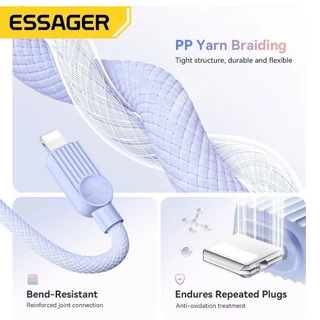ESSAGER สายชาร์จเร็ว Type C To USB C to USB C to L 29W/60W/100W สำหรับโทรศัพท์ USB2.0 480Mbps A13