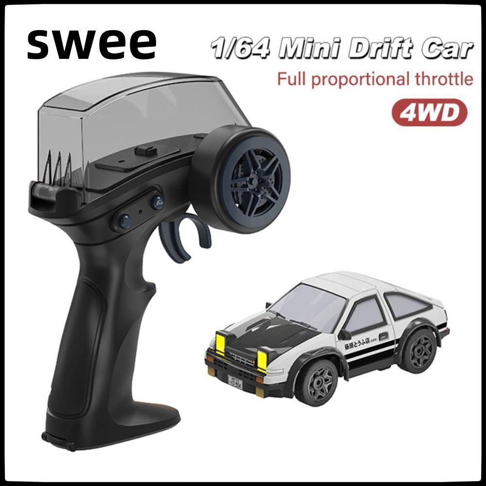 SWEE RC Drift Car, Racing Sports 1/64 MINI AE86 RC Stunt Car,พลาสติกสีดําและสีขาวไฟฟ้ารีโมทคอนโทรลรถ