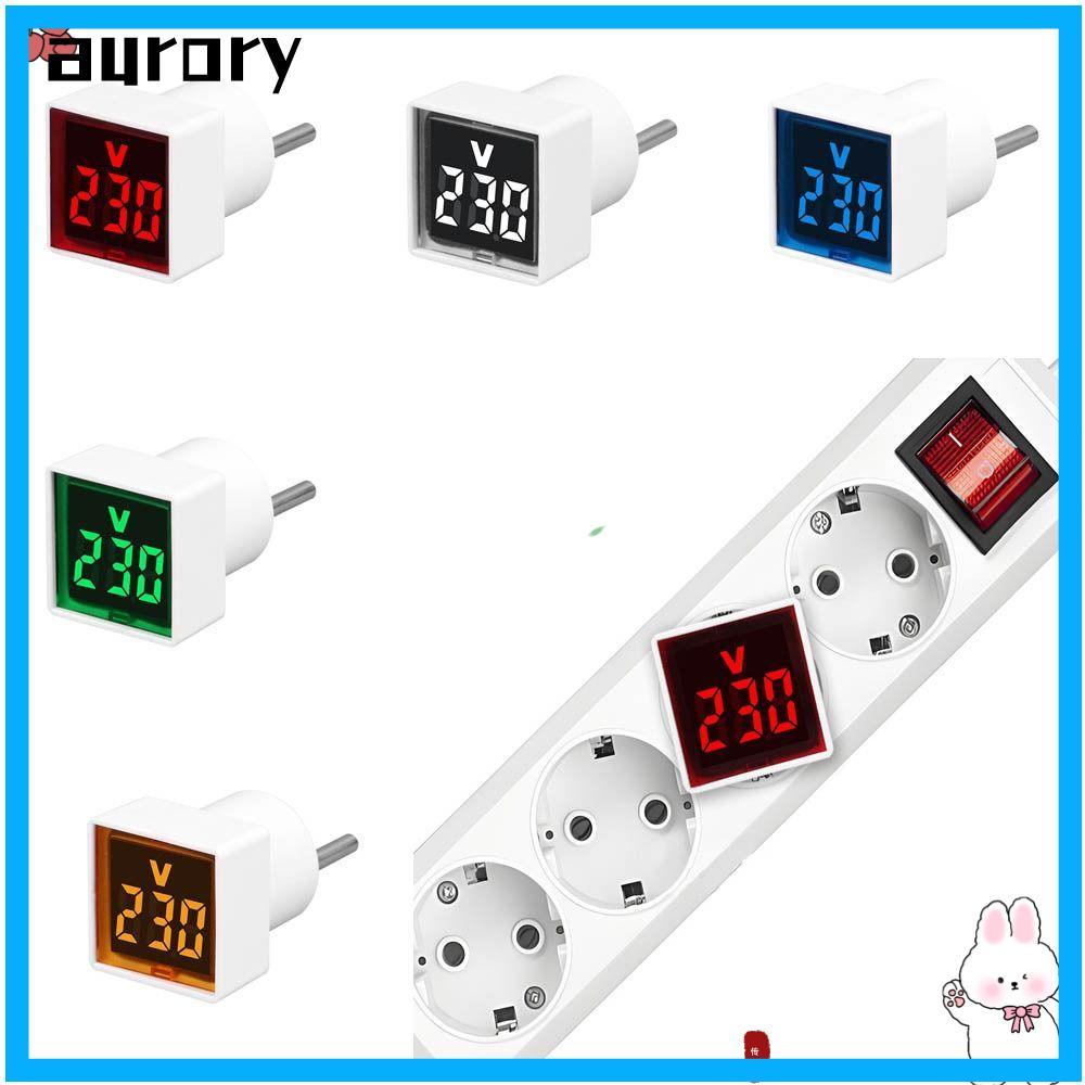 AURORY โวลต์มิเตอร์สแควร์, 220V/230V จอแสดงผลเครื่องวัดแรงดันไฟฟ้า, ดิจิตอล EU Plug AC โวลต์มิเตอร์