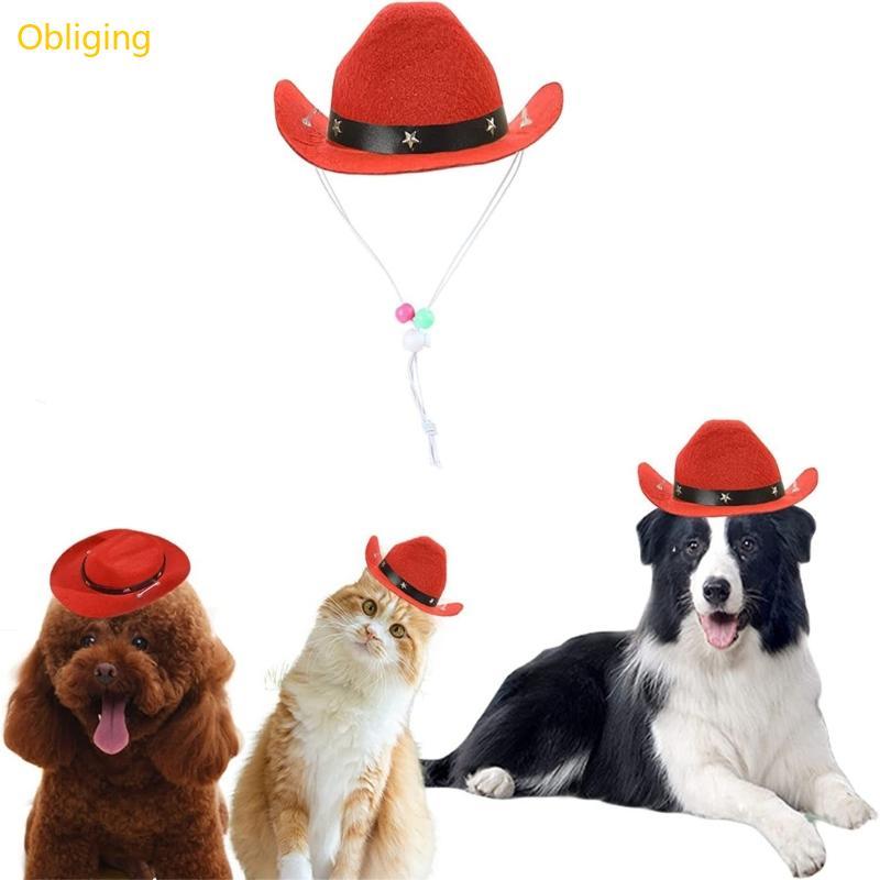 Obliging Festival Pet Cowboy Caps Bandanas Set Halloween Celebration Dog Costume Accessory