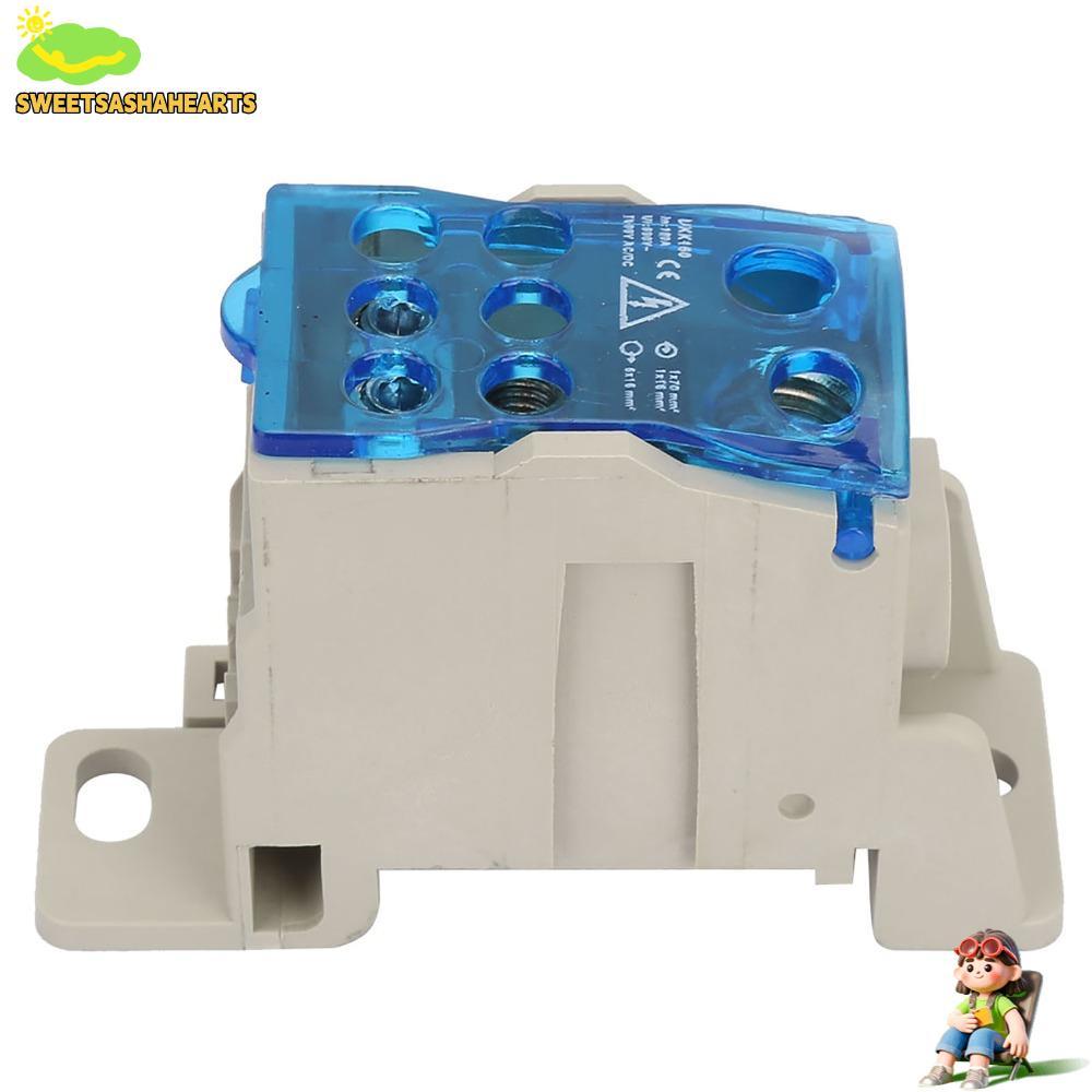SWEE UKK160 DIN Rail Terminal Block Box, 690V Blue Distribution Box, ทนทานติดตั้งง่าย 160A สายไฟตู้ก