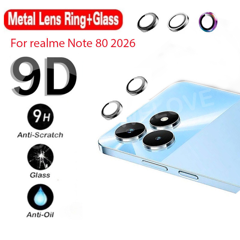 ป้องกันหน้าจอสําหรับRealme Note80 หมายเหตุ 80 70 60 50 70T 60X C53 C51 Narzo N61 4G 5G 2026 ตําแหน่งโลหะกล้องกลับเลนส์Protectorกระจกนิรภัยป้องกันAnti Scratchแหวนฝาครอบ