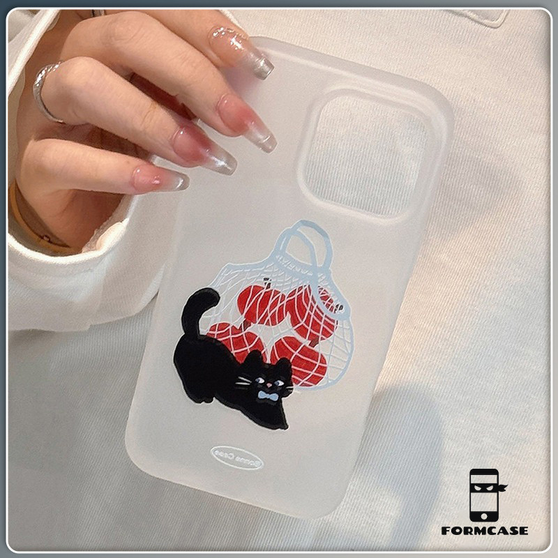 กรณีโทรศัพท์ จัดส่งจากประเทศไทย แมวดำและบาสเก็ตบอลfor iPhone 17 16 15 14 13 12 11 PRO MAX X XS MAX XR 7/8P ป้องกันลายนิ้