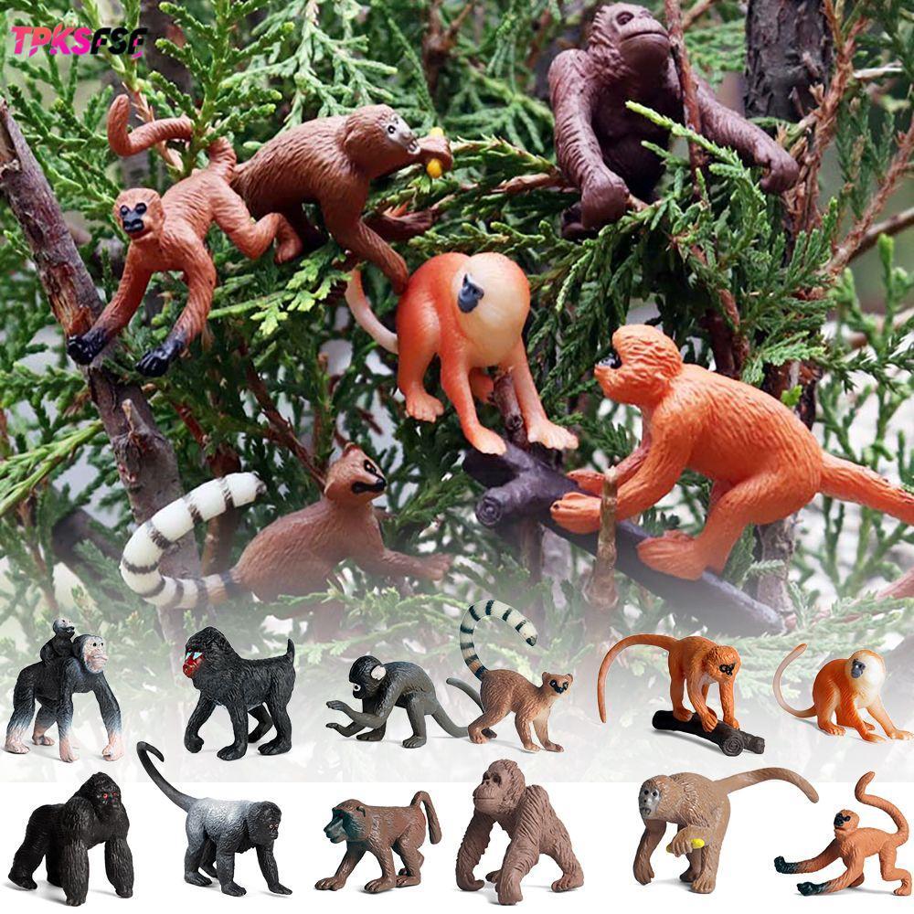 TPKSF 6PCS เหมือนจริงลิงรุ่นของขวัญที่สมจริงวิทยาศาสตร์จําลอง Gibbon Cubs