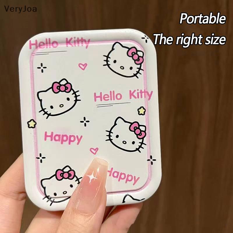 [มาก] Sanrio Hello Kitty Mini Kawaii กระจกแต่งหน้าพับพร้อม Com แบบพกพาน่ารักสําหรับผู้หญิงสาวมินิมือ