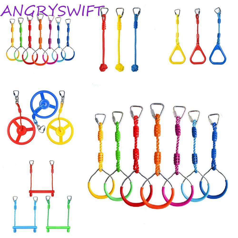 ANGRYSWIFT Outdoor Play Kit, Hang Indoor Playground PP Climbing Ring Accessories, Backyard Training 