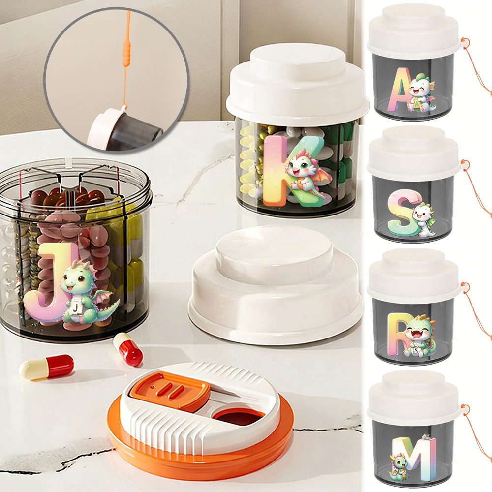 Outdoor Lanyard Pill Storage Box Mini Medicine Box Home Medical Sealed Organizer Small Box Cartoon A