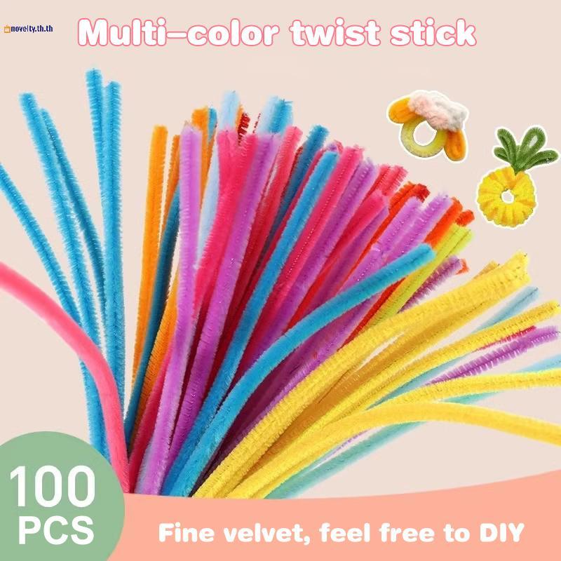 NLY 100pcs Fuzzy ลวด Chenille Stems DIY แถบ Twist Bar Anvil Wire Craft ท่อหัตถกรรมวัสดุ Plush Tube C