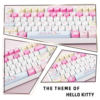 Thai Language PBT Keycap MOA 121 Key Hello Kitty Theme คีย์บอร์ด Cross Switch Keycap ห้าด้าน Dye Sublimation ขนาดเล็กครบชุด