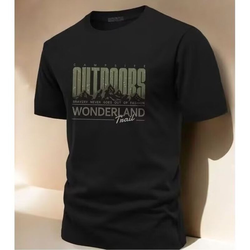 เสื้อยืดแขนสั้นพิมพ์ลายลําลองผู้ชายแฟชั่นฤดูร้อนลําลองหลวมแขนสั้นด้านบน