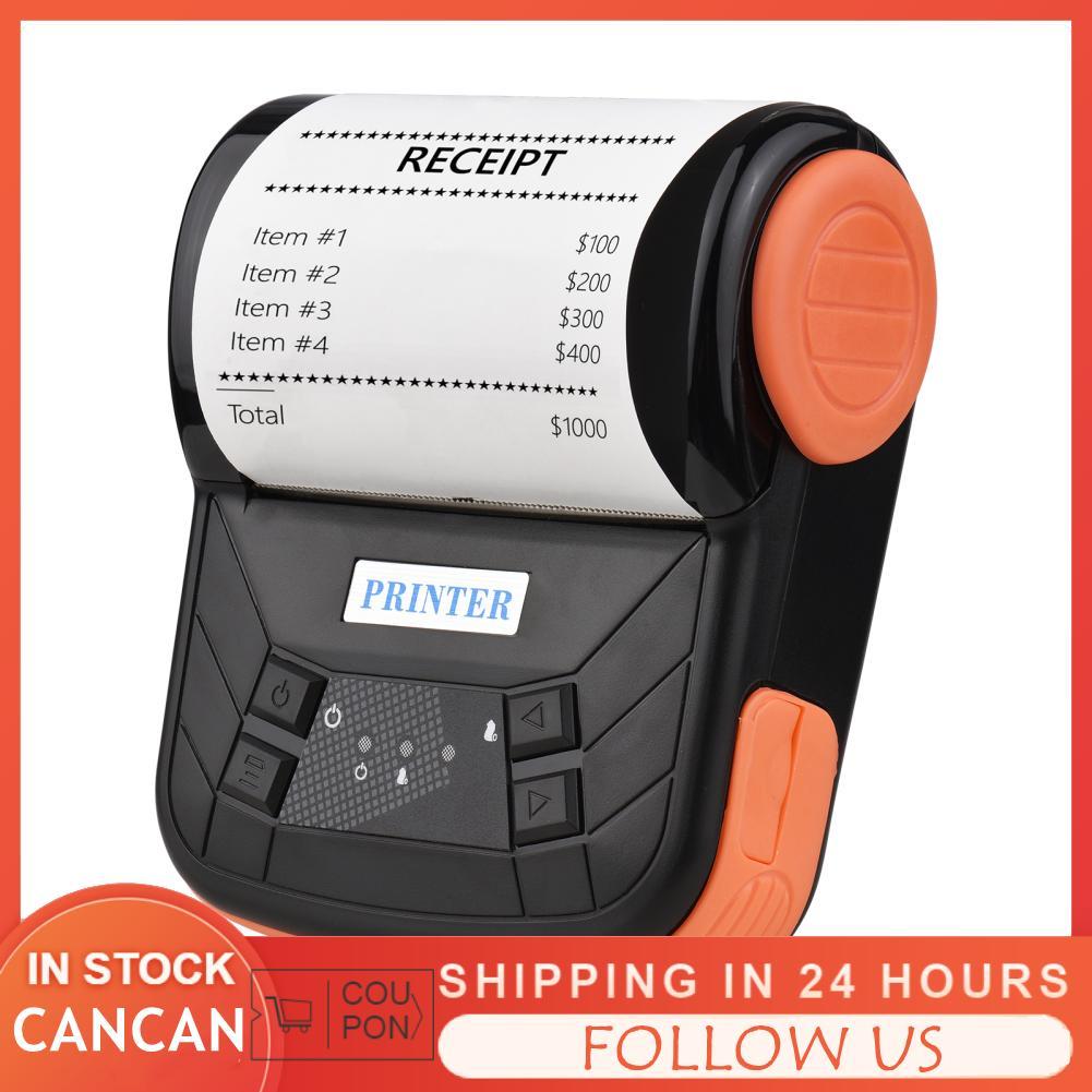 Cancanshop Cancanshop แบบพกพา 80 มม.ใบเสร็จเครื่องพิมพ์ความร้อนไร้สาย BT บิลมือถือสำหรับระบบ Android
