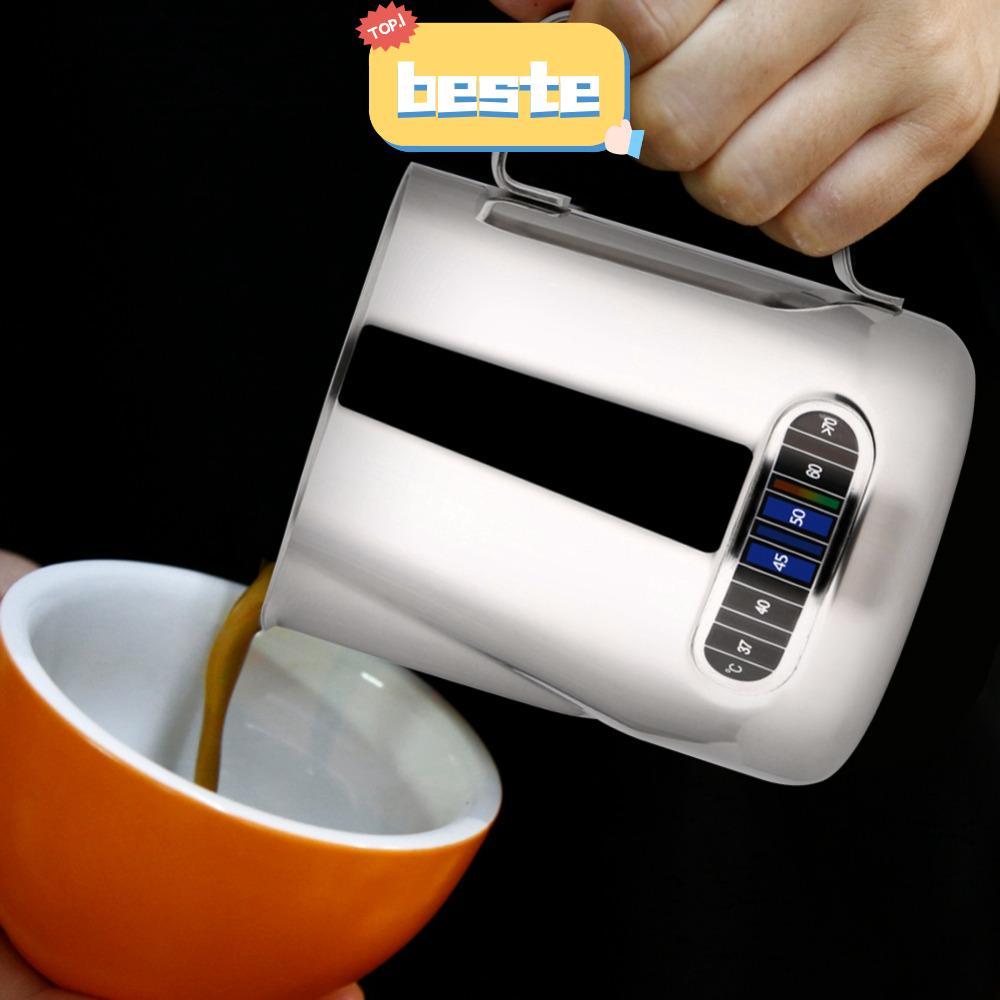 BTE Coffee Milk Frothing Pitcher, 600ml ความจุสแตนเลส Frothing Pitcher, Latte Art 20 oz Integrated T