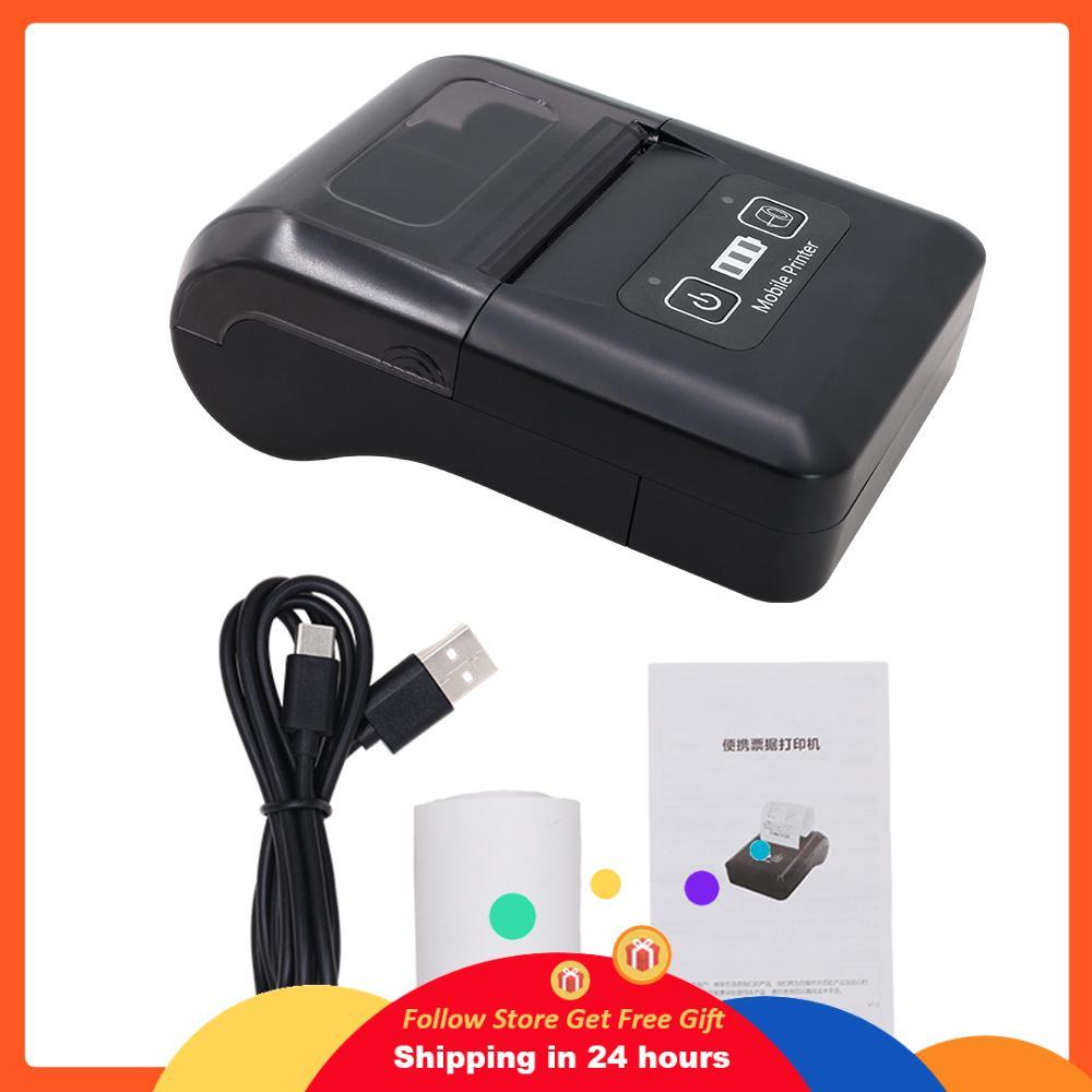 Supergoodsales BISOFICE แบบพกพามินิ 58 มม.เครื่องพิมพ์ความร้อน 2 นิ้วไร้สาย BT + USB ใบเสร็จรับเงินต