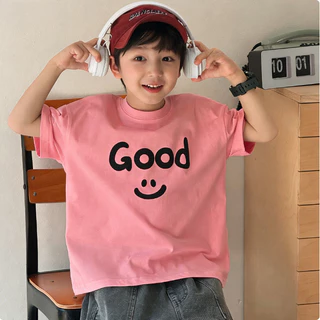 [จัดส่งภายใน 24 ชั่วโมง] เสื้อยืดเด็ก / ลายรอยยิ้มสดใส / ผ้าฝ้าย 100% / เหมาะสำหรับเด็กอายุ 1-12 ปี