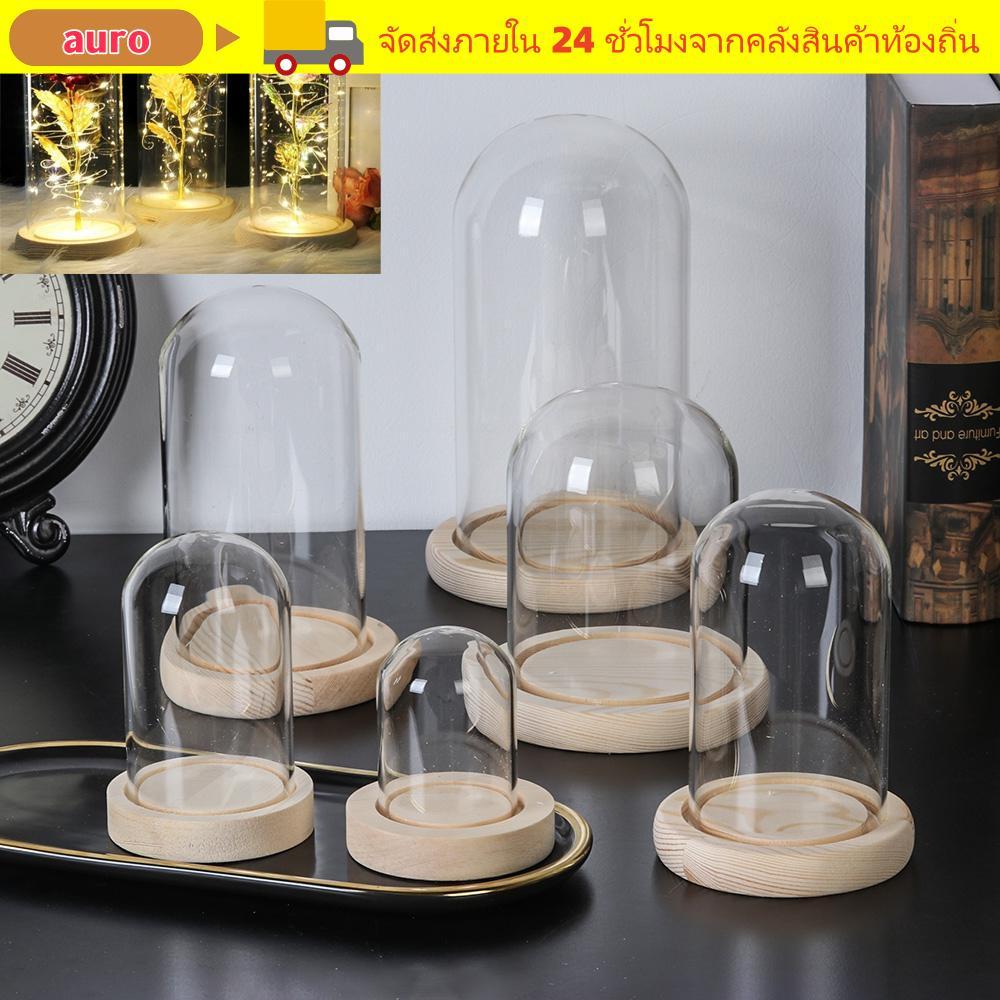 AURO แก้ว Clche Fairy ไฟ Terrarium โต๊ะ Terrarium ขวดโปร่งใสแจกันแก้วดอกไม้กล่องเก็บ