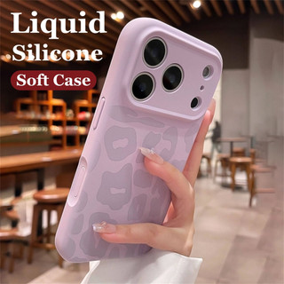 Lilac เสือดาวพิมพ์ซิลิโคนเหลวเคสโทรศัพท์สําหรับ IPhone 17 Pro Max 16 Pro Max 17 Pro ปลอกอ่อนกันกระแทก