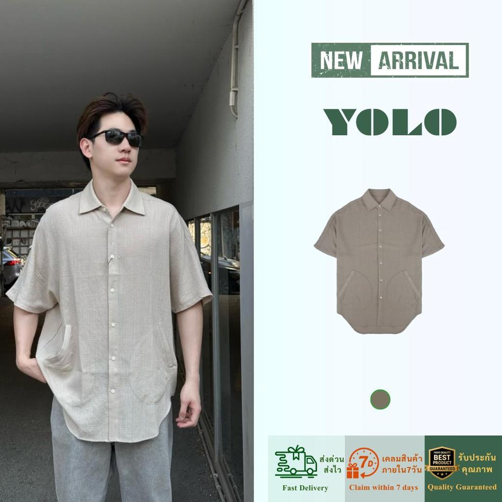 YOLO เสื้อเชิ้ต FREESIZE เสื้อเชิ้อเกลาหลี เสื้อเชิ้ตสีพื้น เสื้อขนสั้นแขนสั้น ติดกระดุมหน้า Y252010