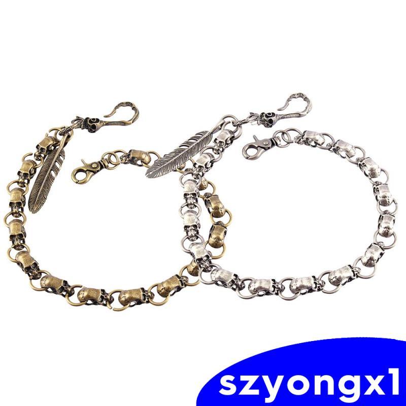 [Szyongx1] Silver Biker Wallet Chain Punk -Manstream Cool Pants Long Wallet Jean Gothic Rock (Skull 
