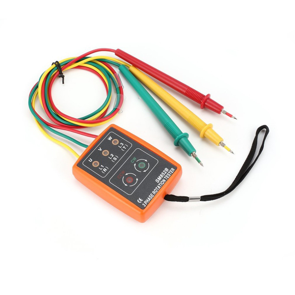 Carstory-PH Generic SM852B 3-Phase Rotation Tester Digital Phase Indicator Detector LED Buzzer Seque