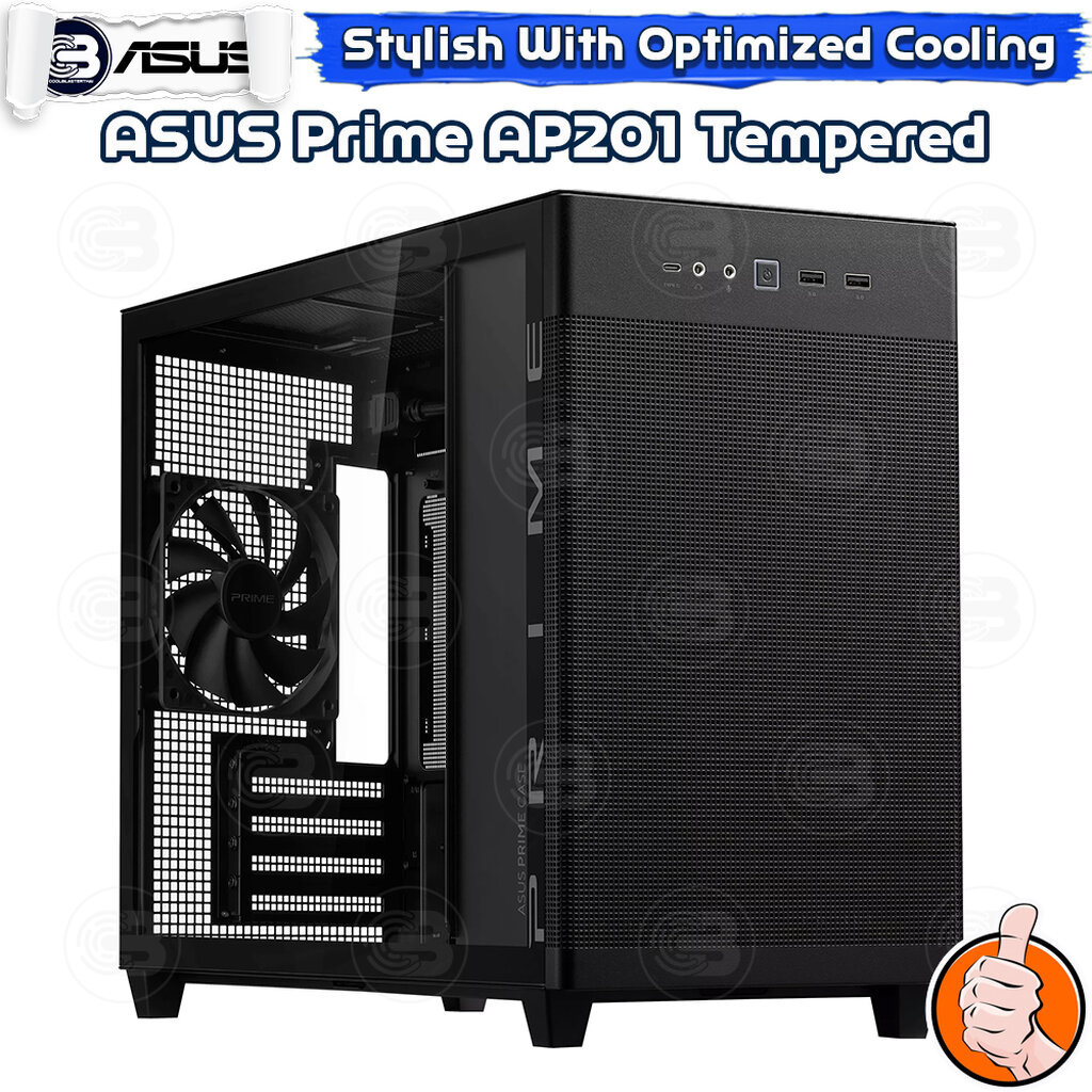 [CoolBlasterThai] ASUS Prime AP201 Tempered Glass MicroATX Black High-Airflow PC Case ประกัน 1 ปี